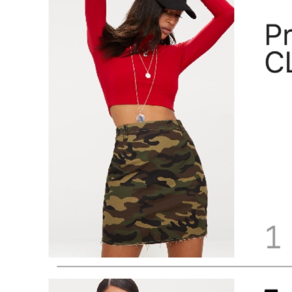 Prettylittlething Camouflage Denim Mini Skirt